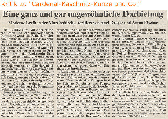 Cardenal-Kaschnitz-Kunze und Co.
